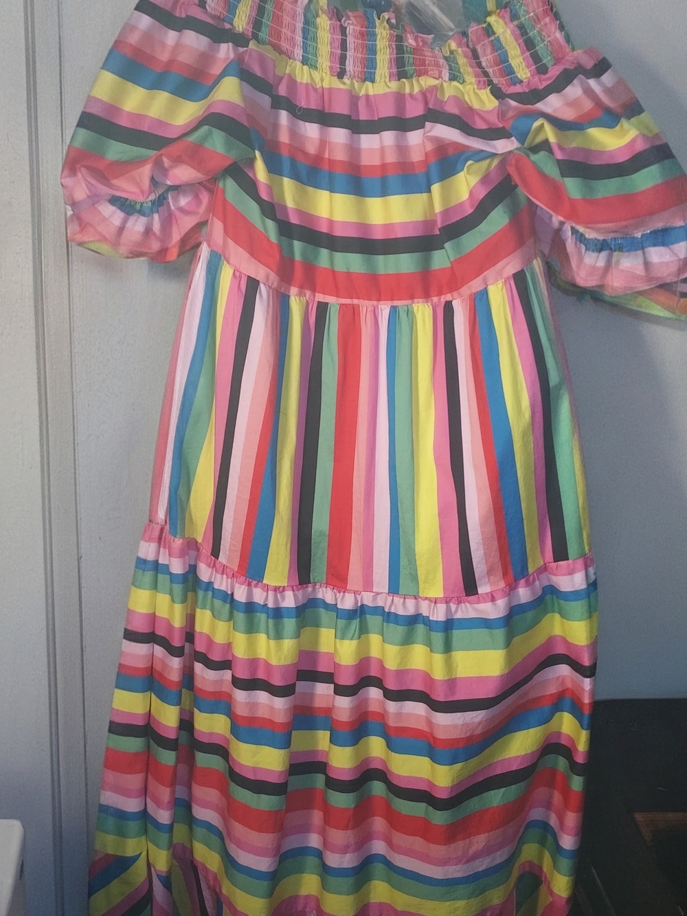 CROSBY by Mollie Burch Multicolor Striped Off-Shoulder Maxi Dress